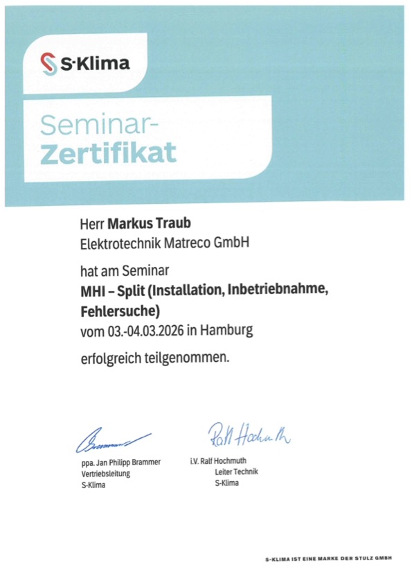 Zertifikat S-Klima
